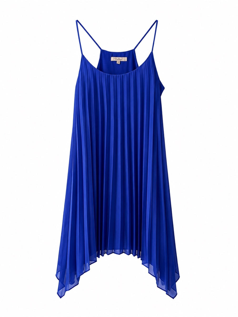 Darling Royal Blue Pleated Handkerchief Hem Dress Size S NWOT